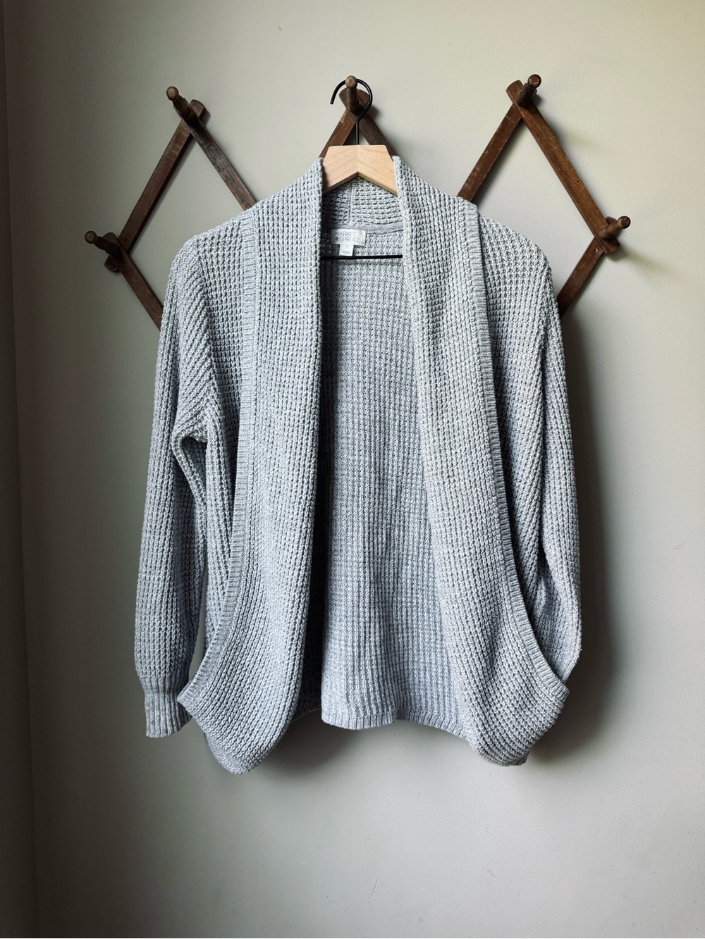 Market & Spruce Gray Waffle Knit Cardigan size Large